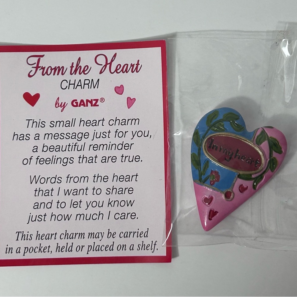 Ganz From the Heart Charm -‎ In my Heart - Heart Shaped Painted Charm with Card